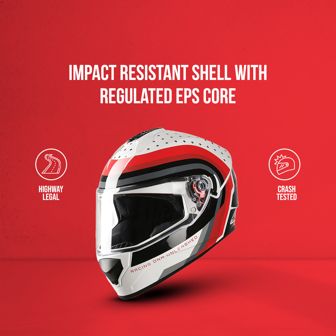 TVS Racing Phantom Series Full Face Dual Visor Helmet for Men | Premium Bike Helmets with ABS Shell, UV Paint | Quick Release System | Aerodynamic Design | DOT & ISI Certified (Black V1)